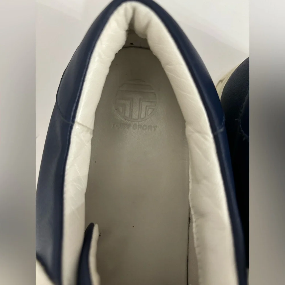 Tory Sport Blue Leather Ruffle Sneakers 36558 Size 9.5